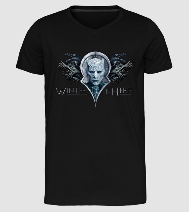 Winter is Here model negru pe tricou