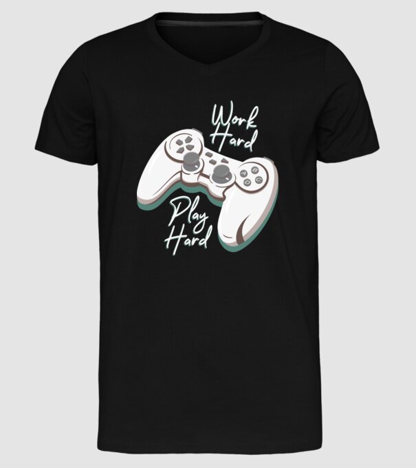 Work hard play hard model negru pe tricou