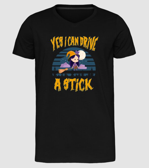 Yes, i can drive a stick model negru pe tricou
