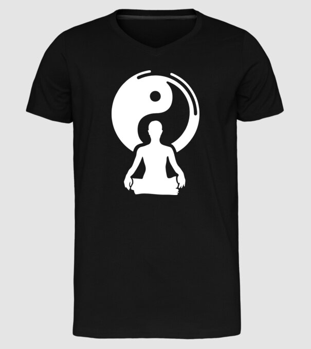 Meditație Yin yang model negru pe tricou