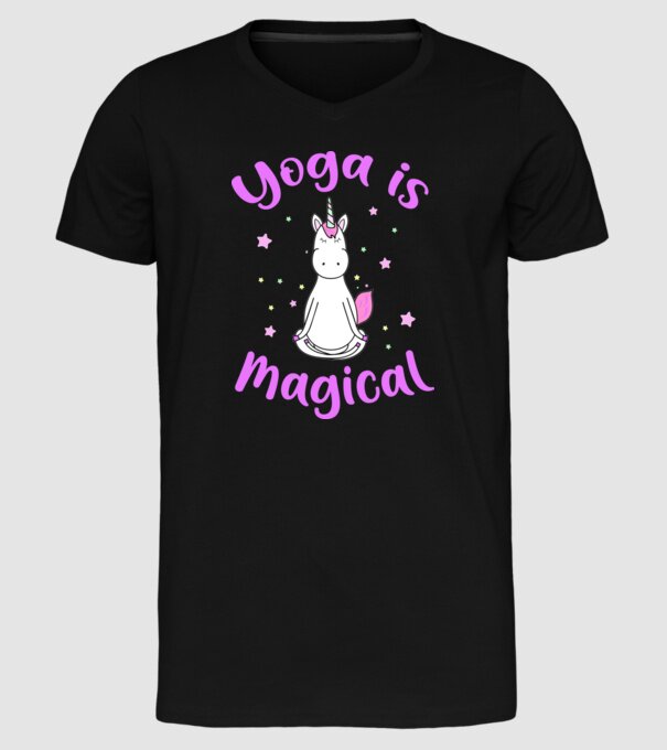 yoga is magical model negru pe tricou