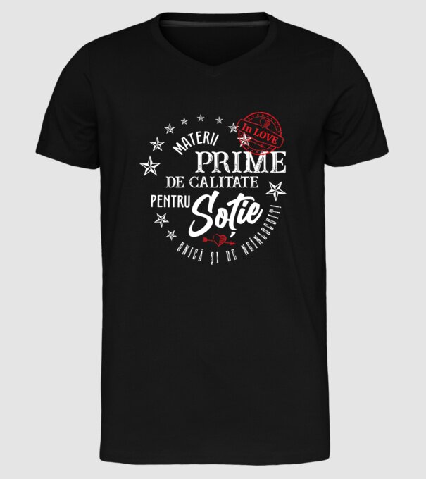 00_Materii prime de calitate pentru soție model negru pe tricou