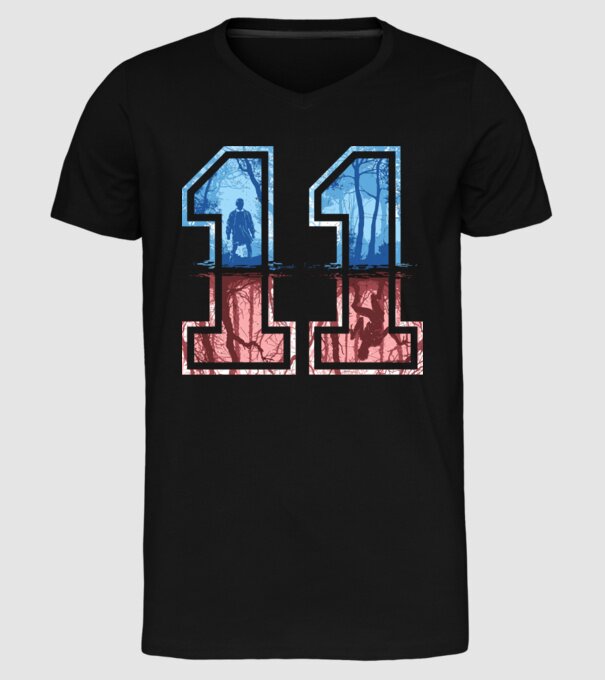 11 eleven stranger things model negru pe tricou