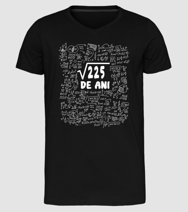 √225 de ani model negru pe tricou