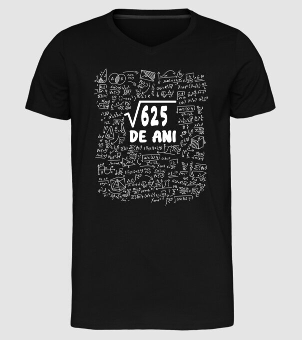 √625 de ani model negru pe tricou