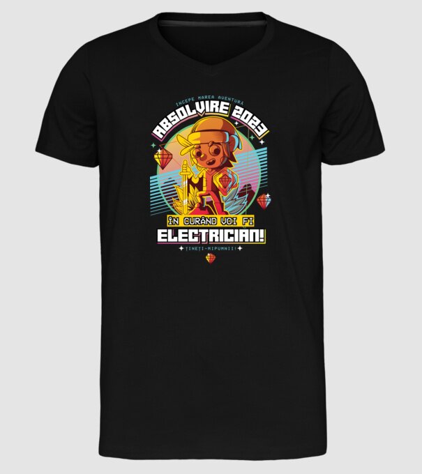 absolvire 2023 electrician model negru pe tricou