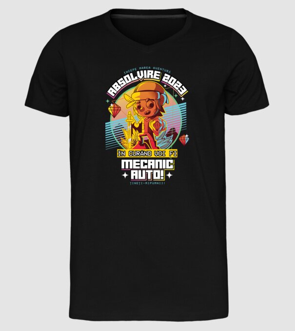 absolvire 2023 mecanic auto model negru pe tricou