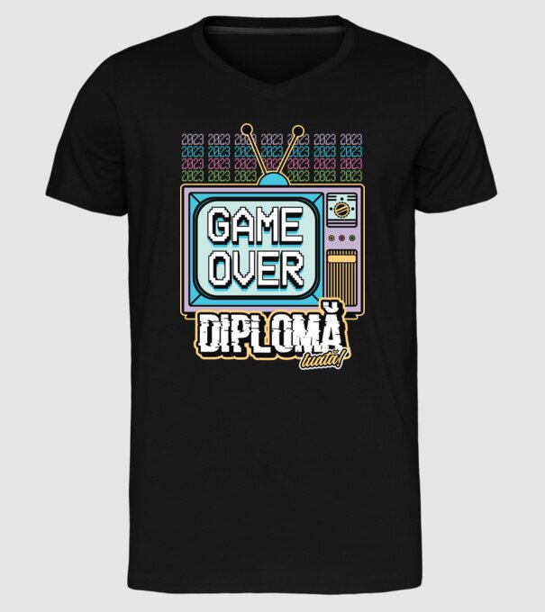 Absolvire retro diplomă model negru pe tricou