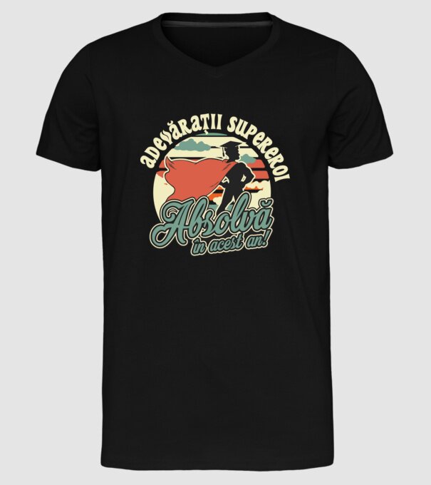 Adevărații supereroi model negru pe tricou