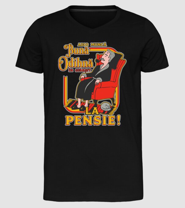 Adio muncă, bună odihnă! în sfârșit, la pensie! model negru pe tricou