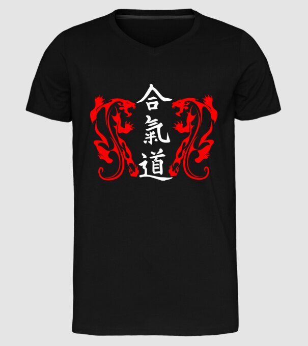 Aikido 2 model negru pe tricou