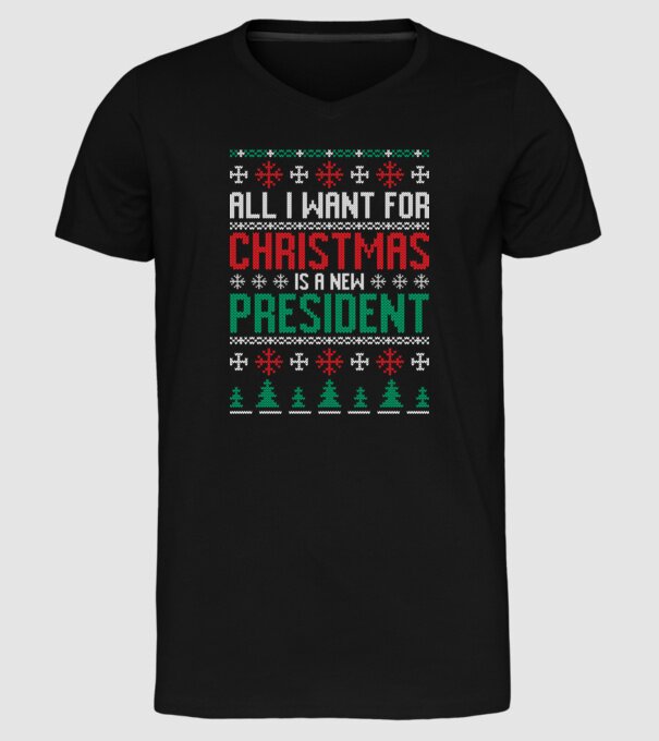 All I want for christmas model negru pe tricou