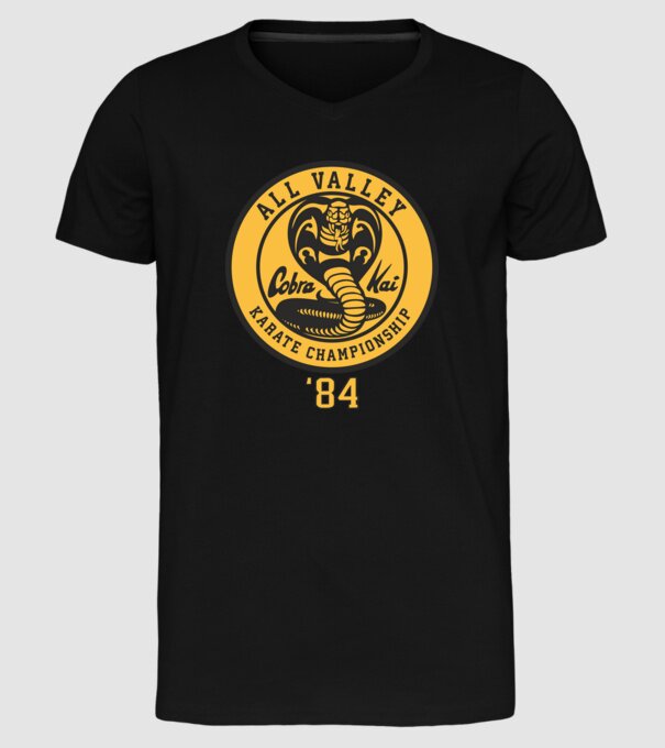 all valley karate cobra kai model negru pe tricou