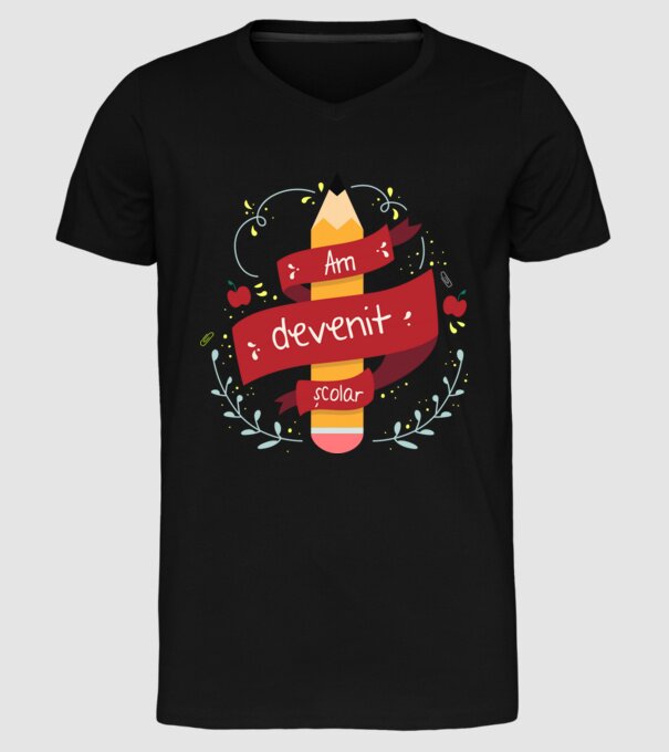 Am devenit școlar model negru pe tricou