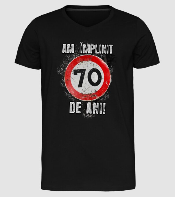 Am împlinit 70 de ani! model negru pe tricou