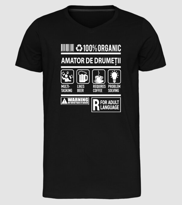amator de drumeții model negru pe tricou