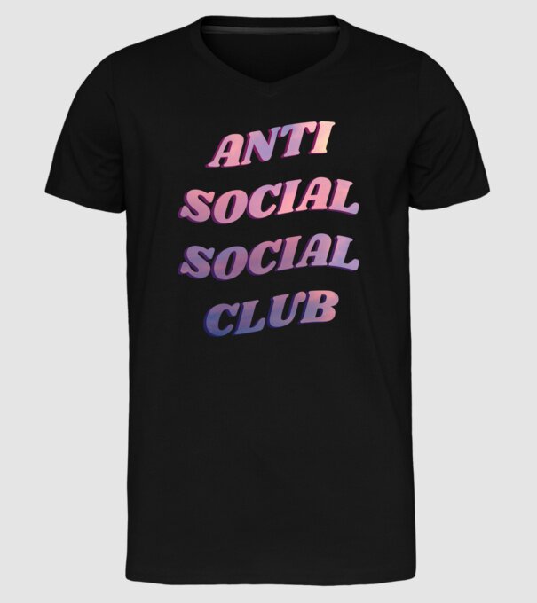 Anti social social club pink model negru pe tricou