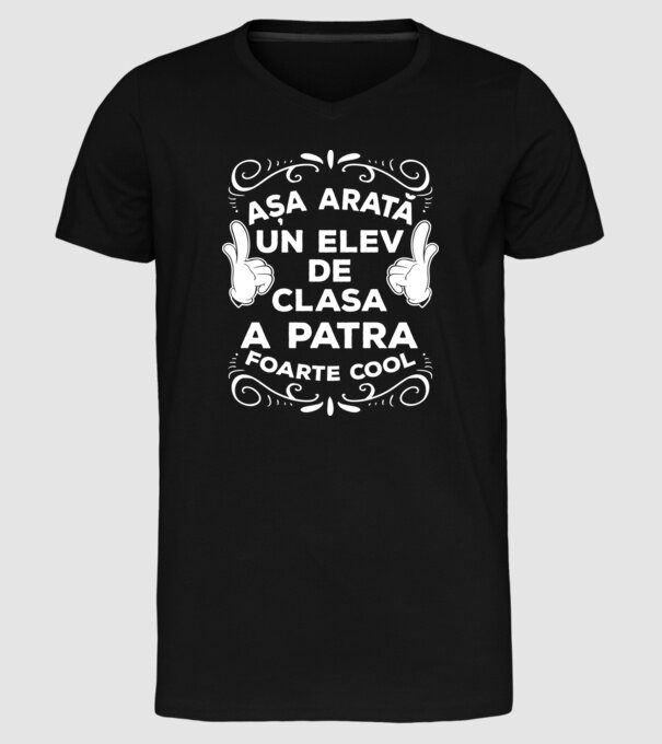 Așa arată un elev de clasa a patra foarte cool model negru pe tricou
