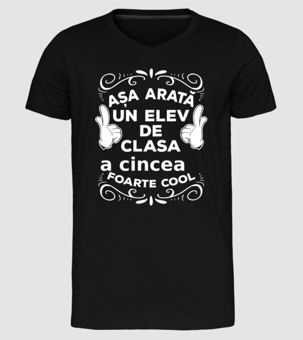 Așa arată un elev de clasa a cincea foarte cool model negru pe tricou