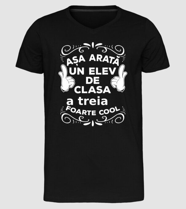 Așa arată un elev de clasa a treia foarte cool model negru pe tricou