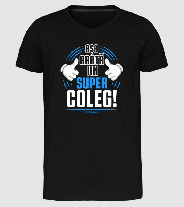 Așa arată un super coleg D4769145 model negru pe tricou