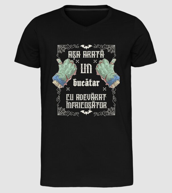 Așa arată un BUCĂTAR cu adevărat înfricoșător model negru pe tricou