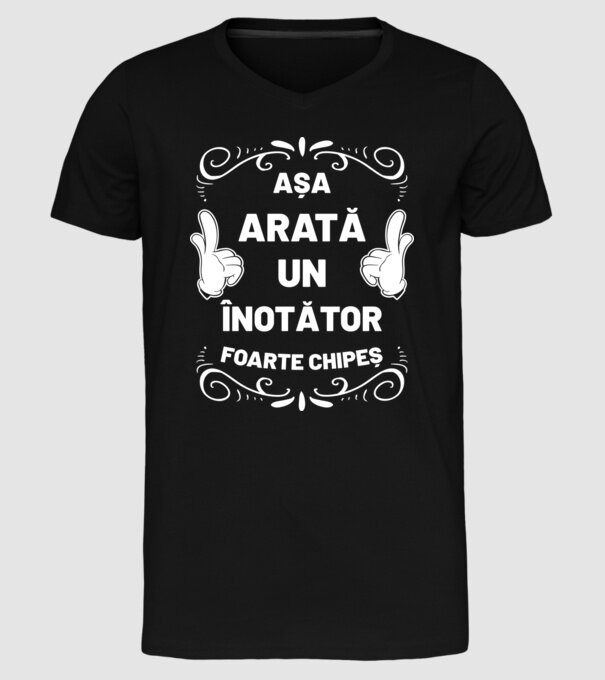 Așa arată un ÎNOTĂTOR foarte chipeș model negru pe tricou