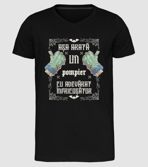 Așa arată un POMPIER cu adevărat înfricoșător model negru pe tricou