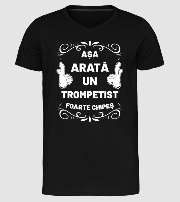 așa arată un trompetist foarte chipeș model negru pe tricou