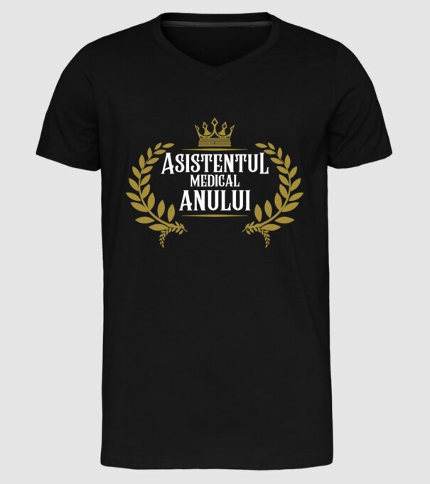 Asistentul medical al anului model negru pe tricou
