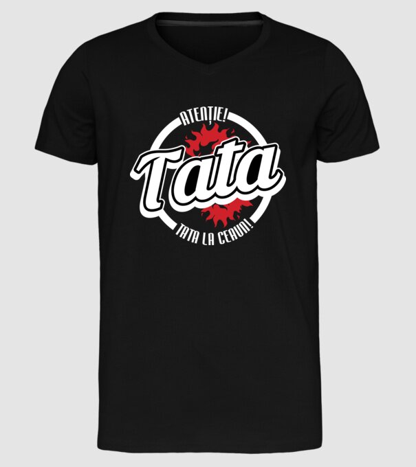Atenție! Tata la ceaun! model negru pe tricou