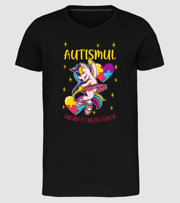 Autismul, dansând pe o melodie diferită model negru pe tricou
