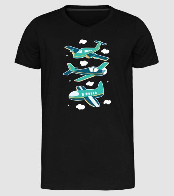 Avioane model negru pe tricou