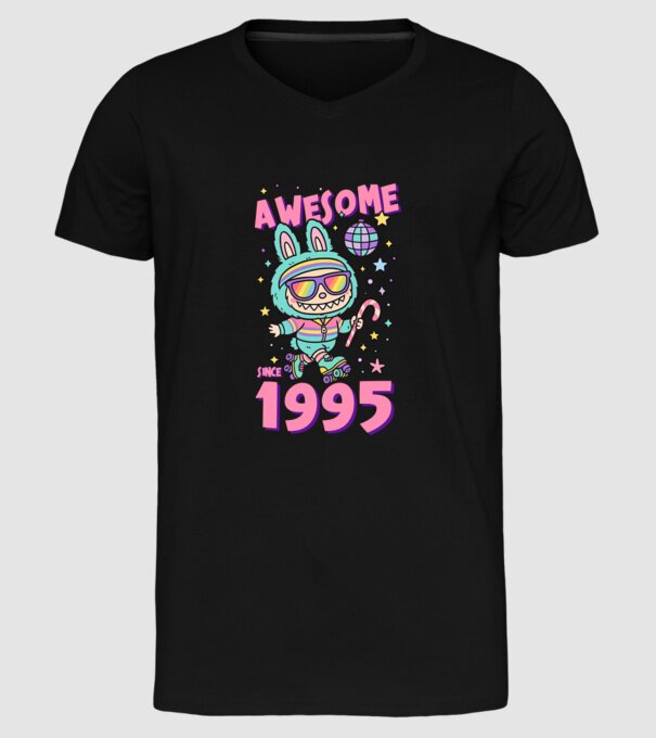 Awesome since 1995 - Labubu model negru pe tricou