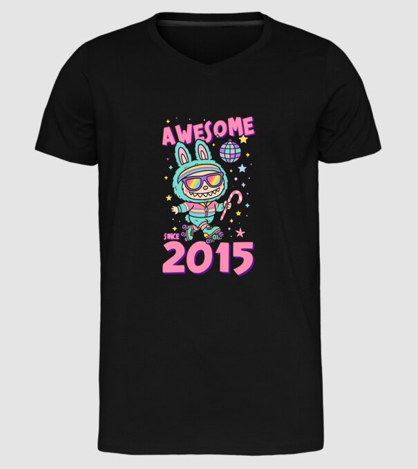 Awesome since 2015 - Labubu model negru pe tricou
