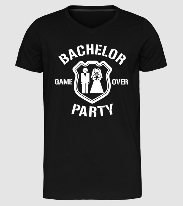 Bachelor Party Game Over model negru pe tricou