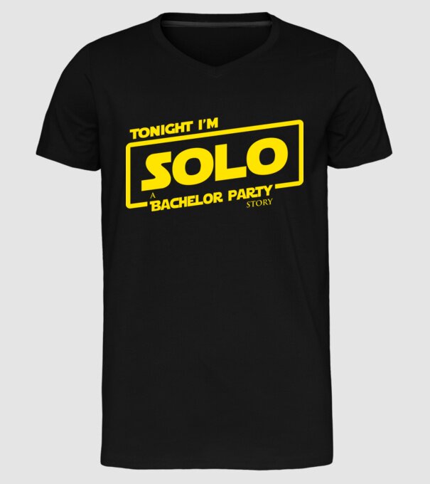 Bachelor Party Solo model negru pe tricou