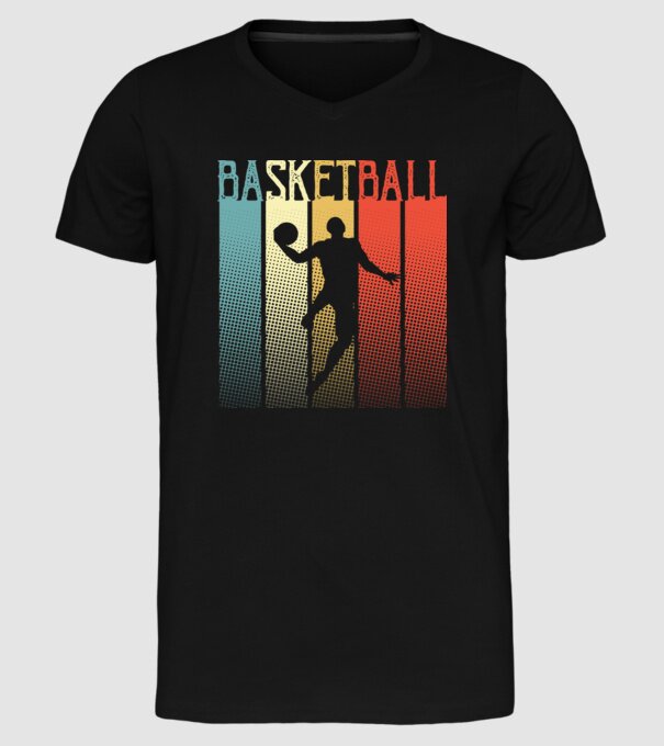 basketball vintage model negru pe tricou