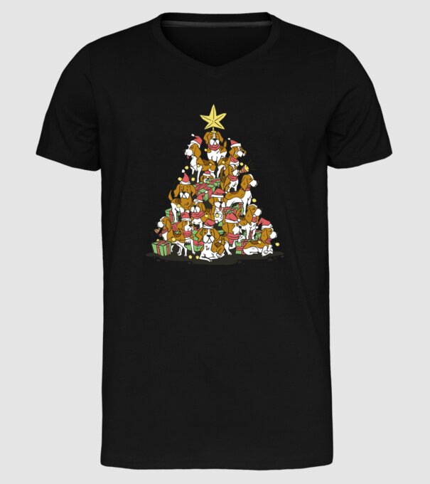 beagle christmas tree model negru pe tricou