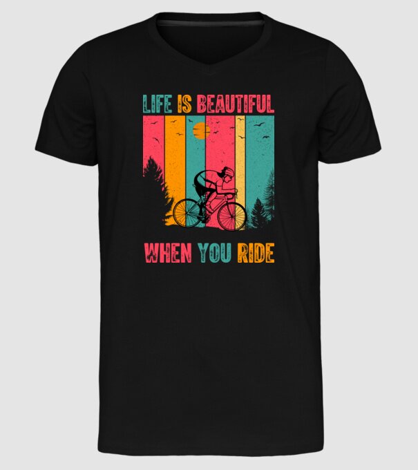 Beautiful ride model negru pe tricou