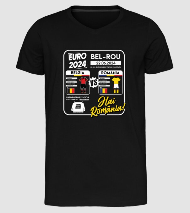 BEL-ROM euro 2024 calendar  model negru pe tricou