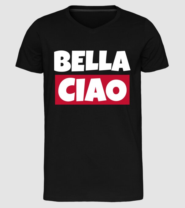 bella ciao logo model negru pe tricou