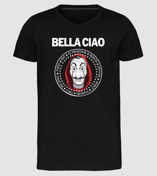 bella ciao stroke white model negru pe tricou