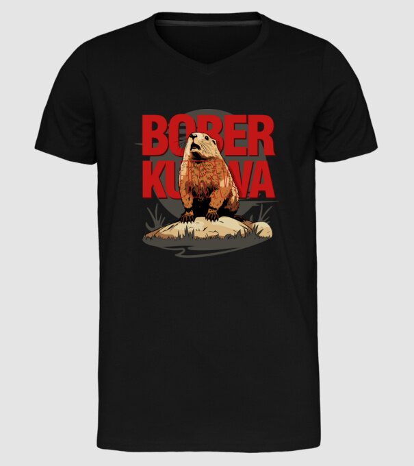 BOBER model negru pe tricou