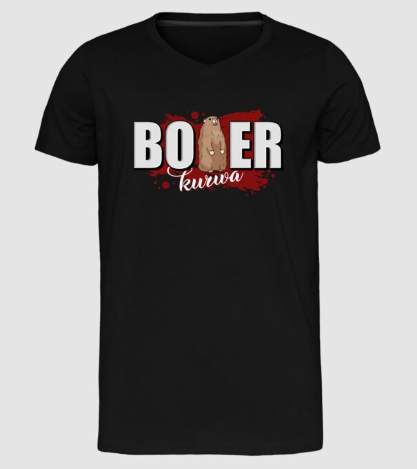 Bober Kurwa model negru pe tricou