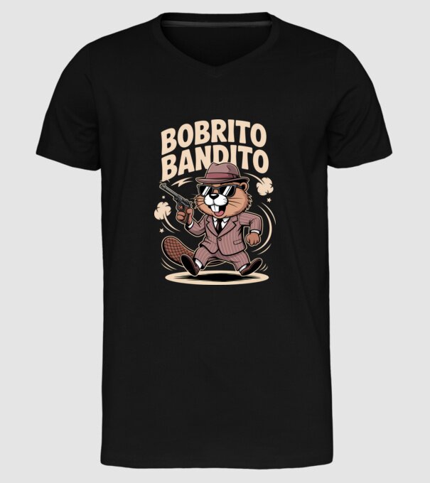 Bobrito Bandito model negru pe tricou