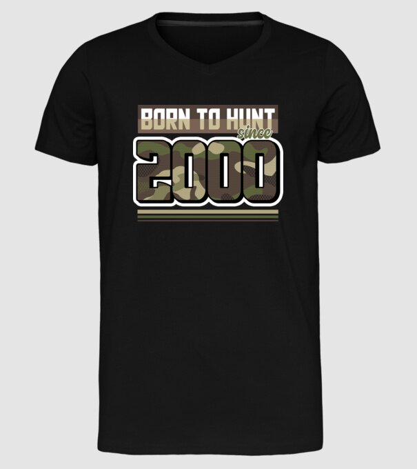 Born to hunt since 2000 model negru pe tricou