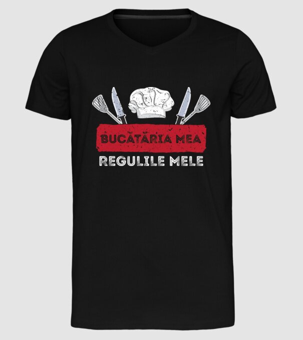 Bucătăria mea, regulile mele model negru pe tricou