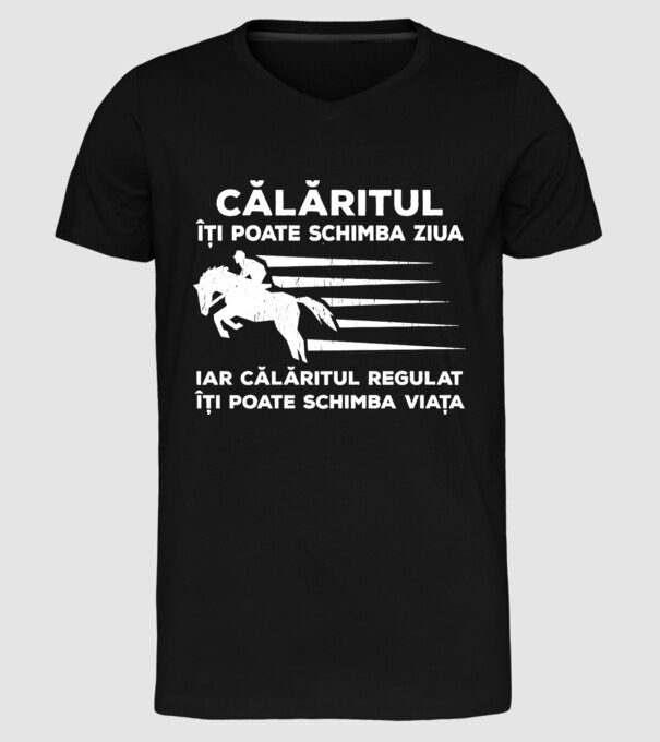 călăritul îți poate schimba ziua, iar călăritul regulat îți poate schimba viața model negru pe tricou