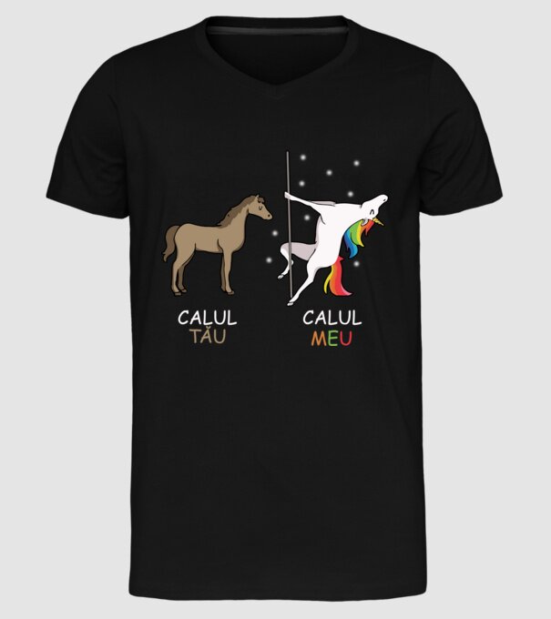 calul tău - calul meu model negru pe tricou